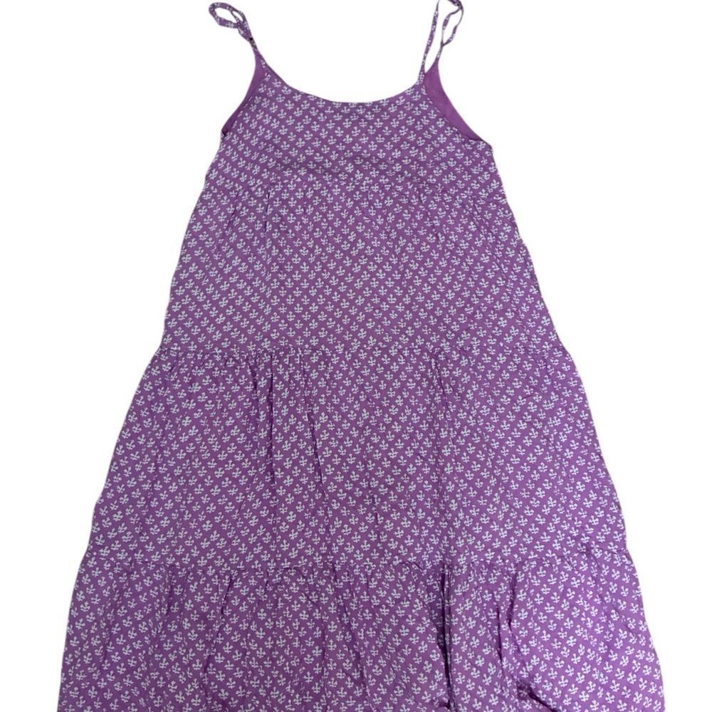 Purple Floral Tiered Spaghetti-Strap Dress